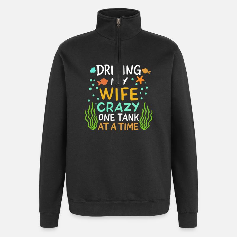 Élevage de poissons d'aquarium - Sweat à zip 1/4 - noir