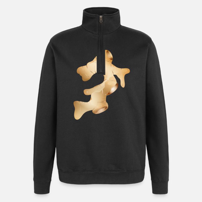beautiful shiny fresh ginger tuber - Quarter-Zip Sweatshirt - black
