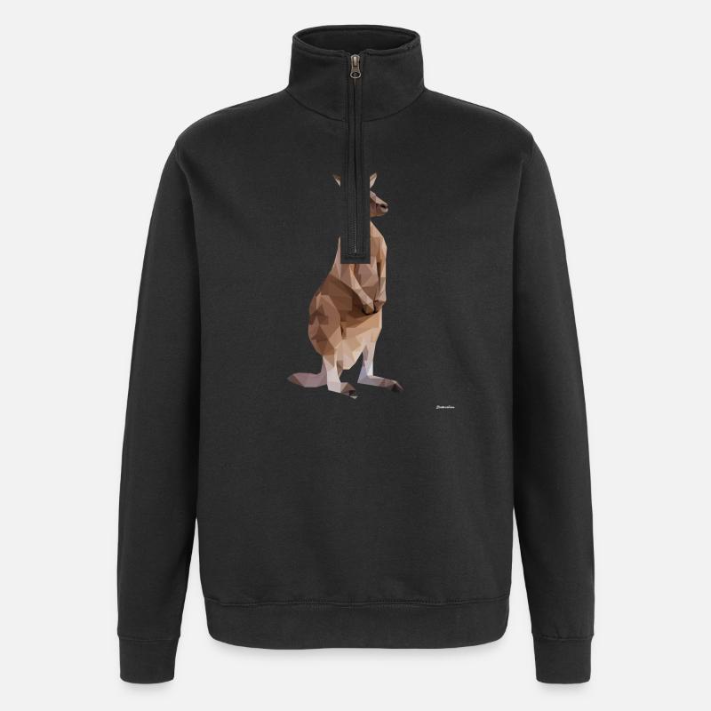 Kangaroo Low Poly Geometric Graphic - Quarter-Zip Sweatshirt - black