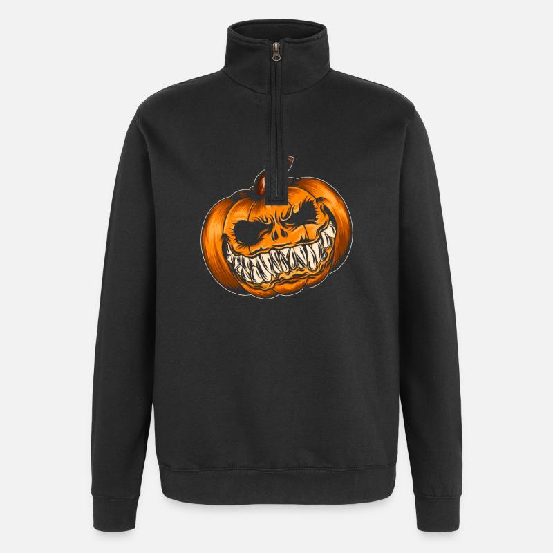 Rire effrayant de citrouille - Sweat à zip 1/4 - noir