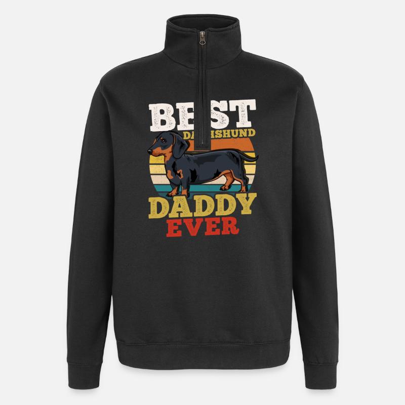 Dackel Hundevater Retro - Quarter-Zip-Sweatshirt - Schwarz