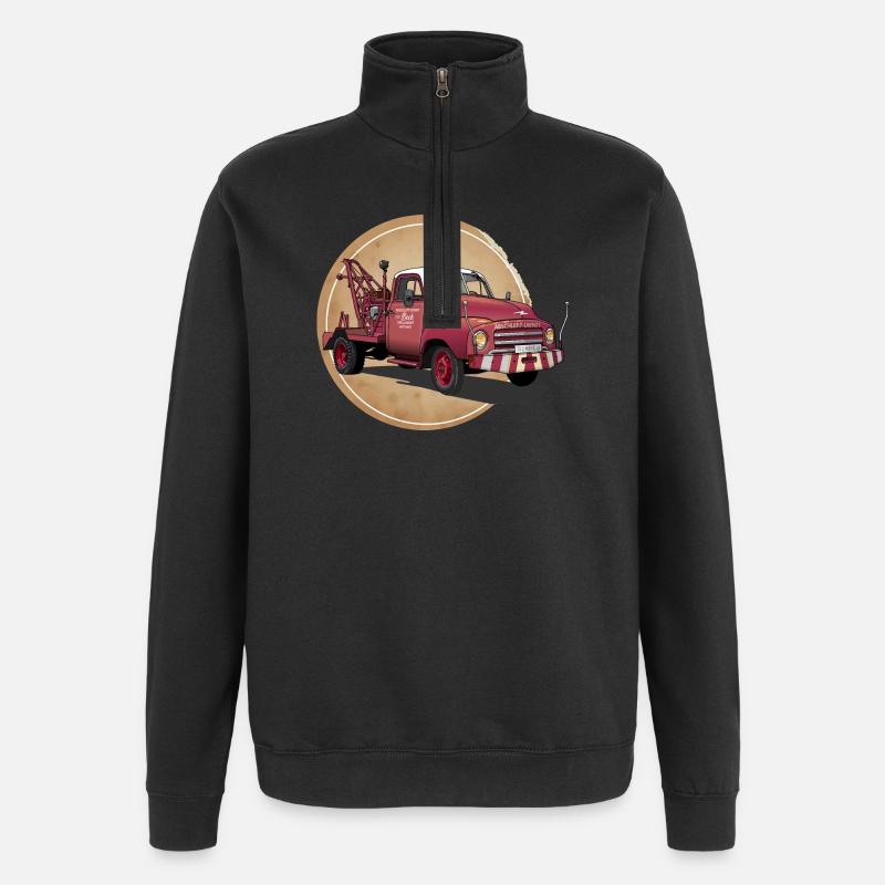 Abschleppwagen Oldtimer - Quarter-Zip-Sweatshirt - Schwarz