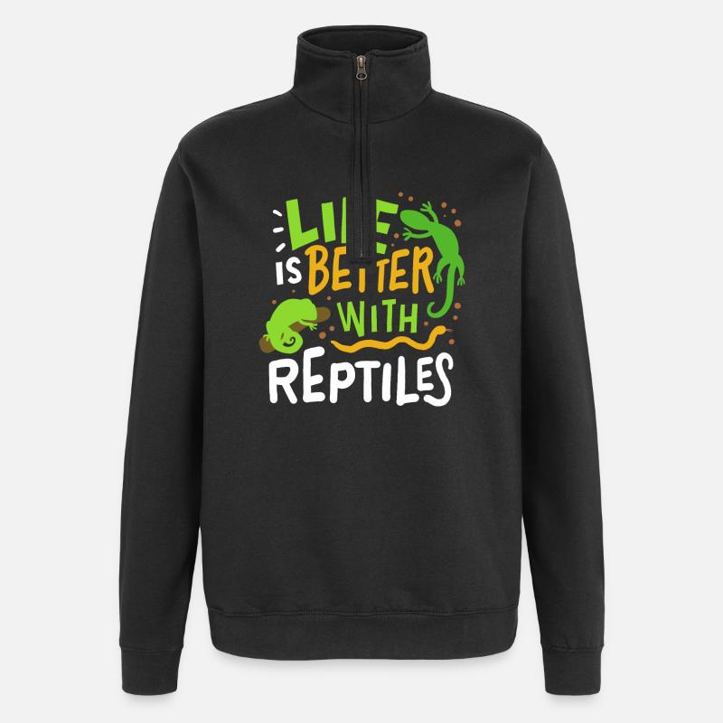 Reptilien Eidechse - Quarter-Zip-Sweatshirt - Schwarz