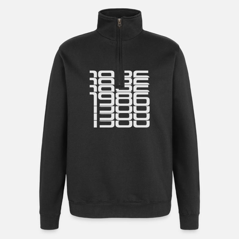 1986 Stack Digits Pattern - Quarter-Zip Sweatshirt - black