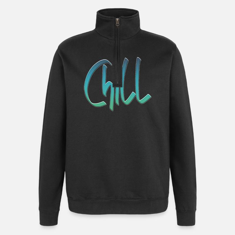 Chill again - Quarter-Zip Sweatshirt - black