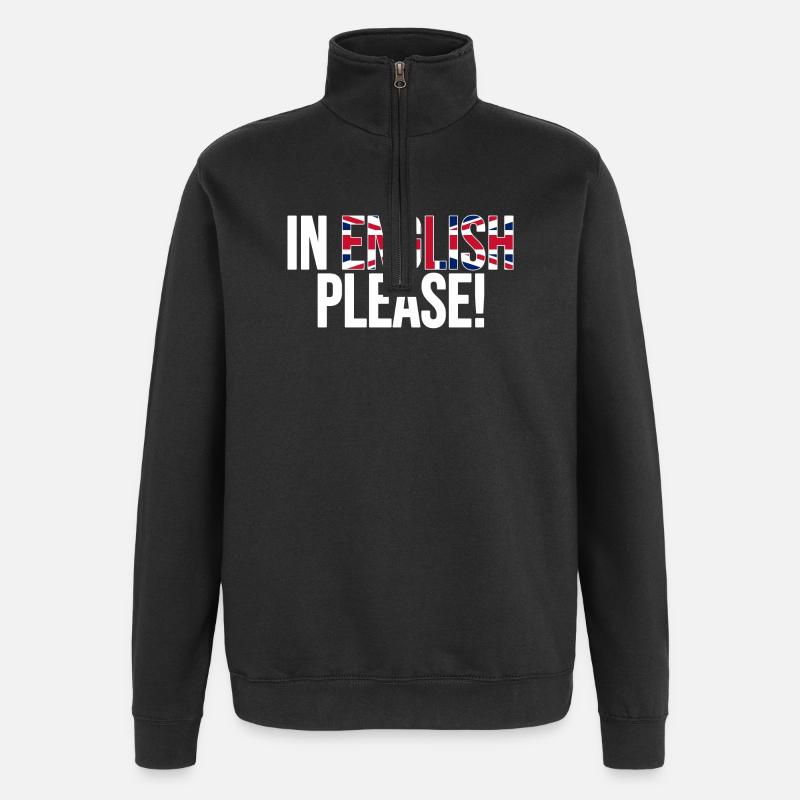 in english please (white) - Quarter-Zip Sweatshirt - black