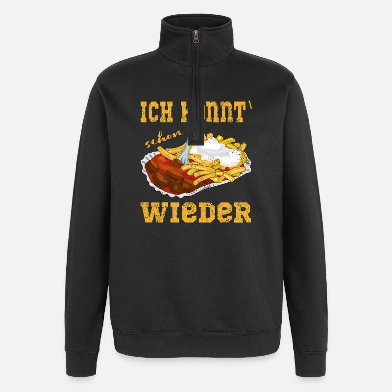 Currywurst Pommes in der Schale - Quarter-Zip-Sweatshirt - Schwarz