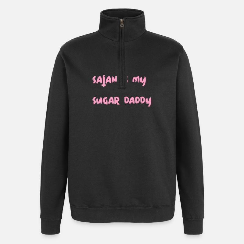 Satan est mon papa - Sweat à zip 1/4 - noir