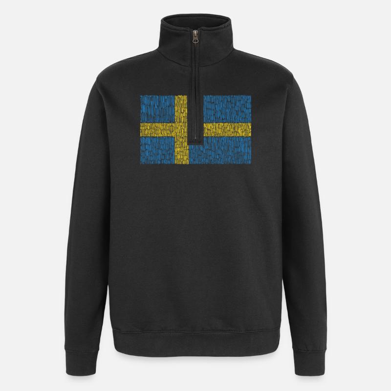 Drapeau de la Suède - Sweat à zip 1/4 - noir