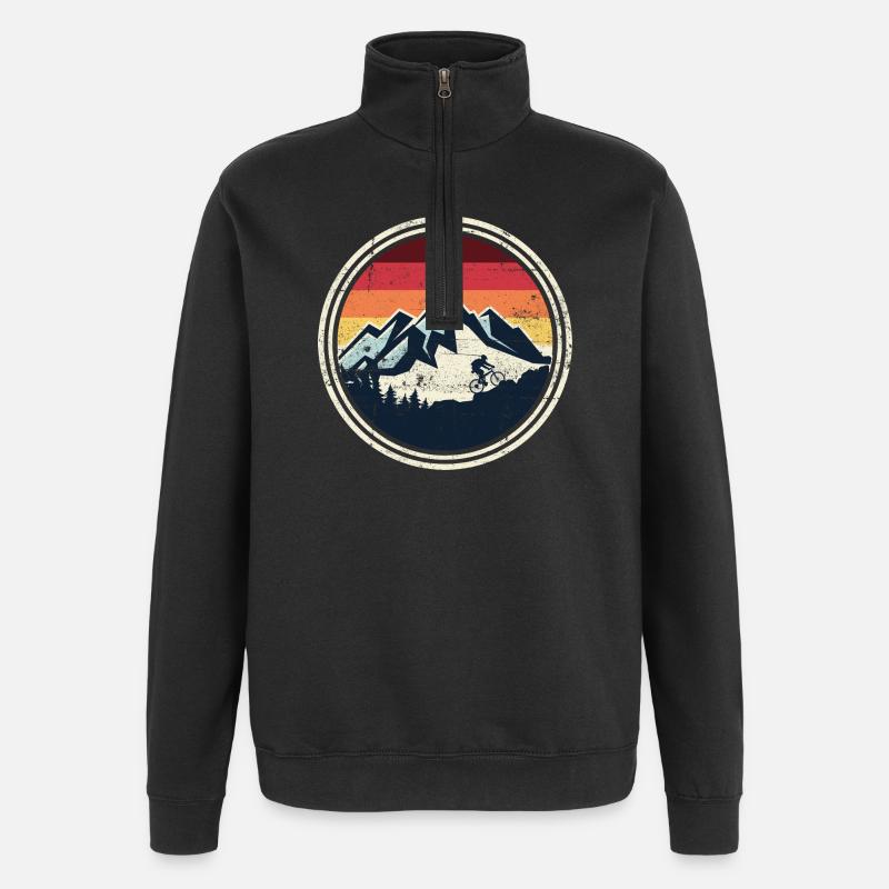Retro Ridge Mountain Biker Silhouette - Quarter-Zip Sweatshirt - black