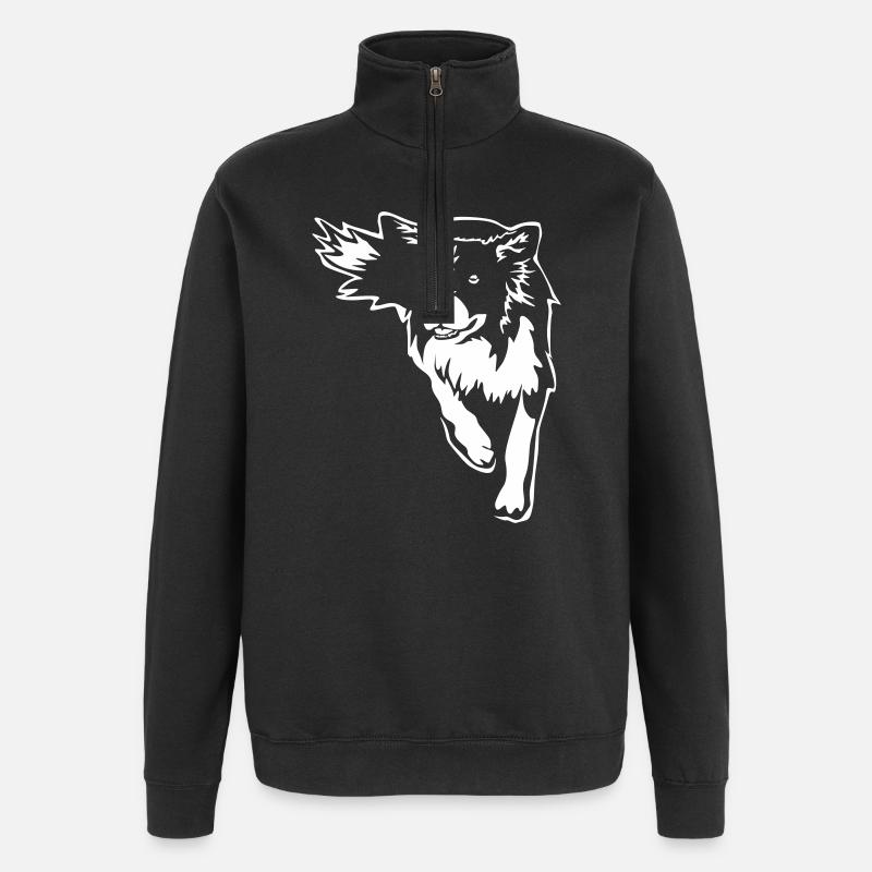 Border Collie «Black Edition» - Sweat à zip 1/4 - noir
