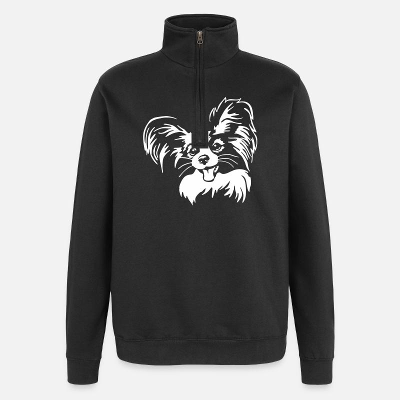 Papillon head "Black Edition" - Quarter-Zip Sweatshirt - black