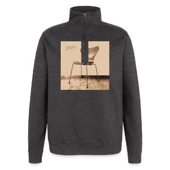 3107 Siebener No7 Stuhl Arne Jacobsen Fritz Hansen - Quarter-Zip-Sweatshirt - Anthrazit - Vorne - AI Model Female 172 light (172cm) & AI Model Male 178 dark (178cm)