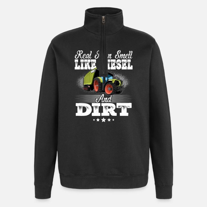 Traktor Lustiger Spruch - Quarter-Zip-Sweatshirt - Schwarz