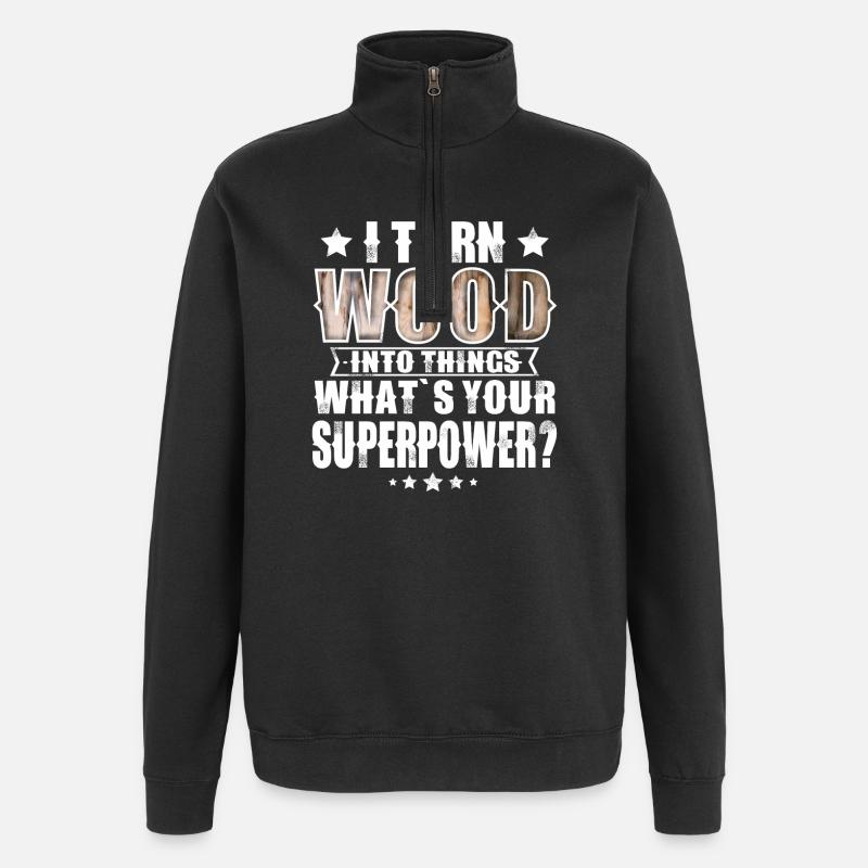 Holz - Quarter-Zip-Sweatshirt - Schwarz