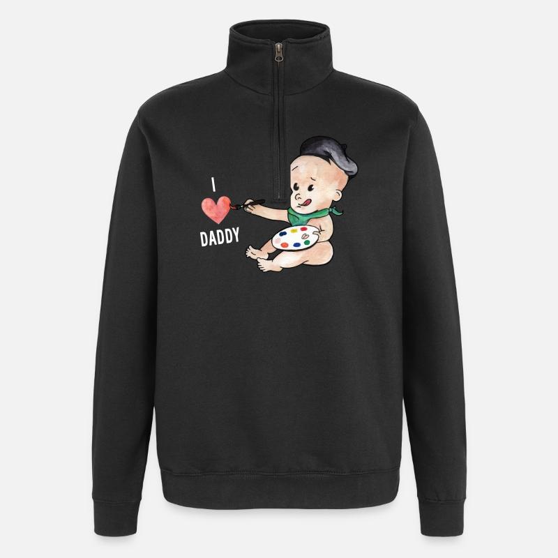 Baby Loves Daddy - Quarter-Zip Sweatshirt - black