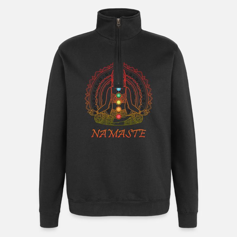 Namaste Mantra Mandala Yoga Geschenk - Quarter-Zip-Sweatshirt - Schwarz
