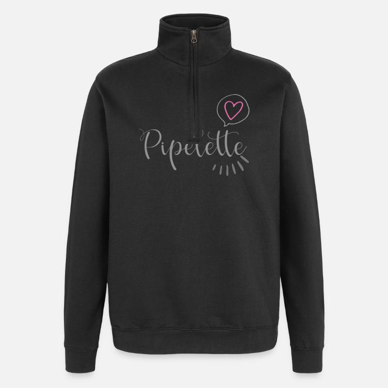 Schickes Herzpipelette - Quarter-Zip-Sweatshirt - Schwarz