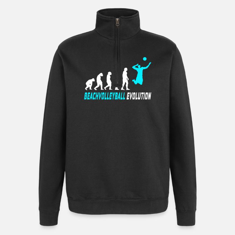 Beachvolleyball Evolution Design / Geschenkidee - Quarter-Zip-Sweatshirt - Schwarz