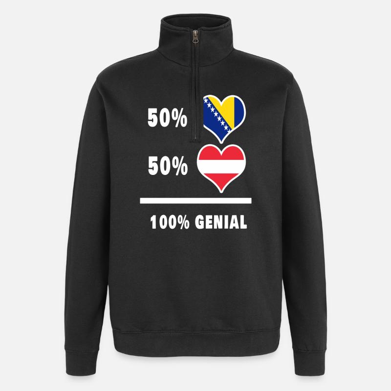 Bosnie et Autriche Genial / Gift - Sweat à zip 1/4 - noir