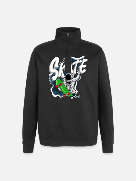 Skate astronaut - Quarter-Zip Sweatshirt - black