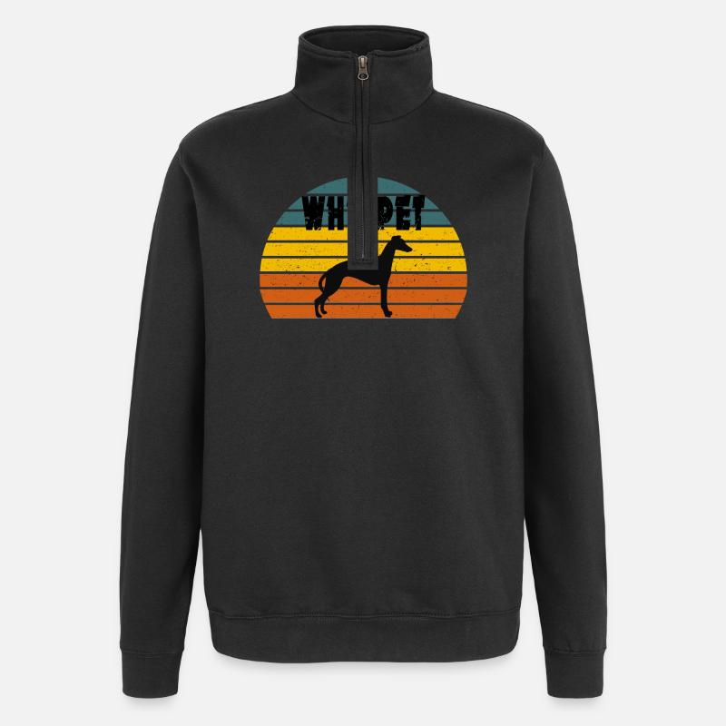 whippet Silhouette' Cool Dog Whippet - Quarter-Zip Sweatshirt - black