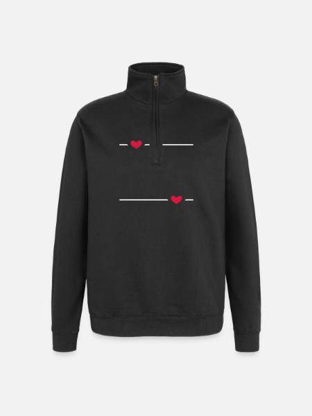 Line Heart Stroke Ornament - Quarter-Zip Sweatshirt - black