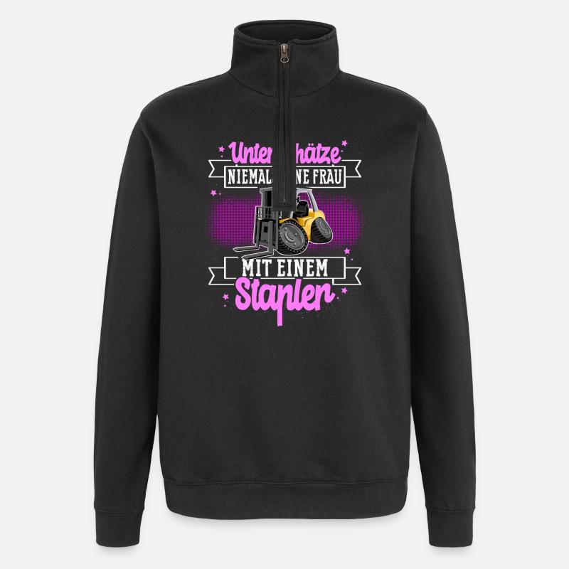 Staplerfahrerin - Quarter-Zip-Sweatshirt - Schwarz
