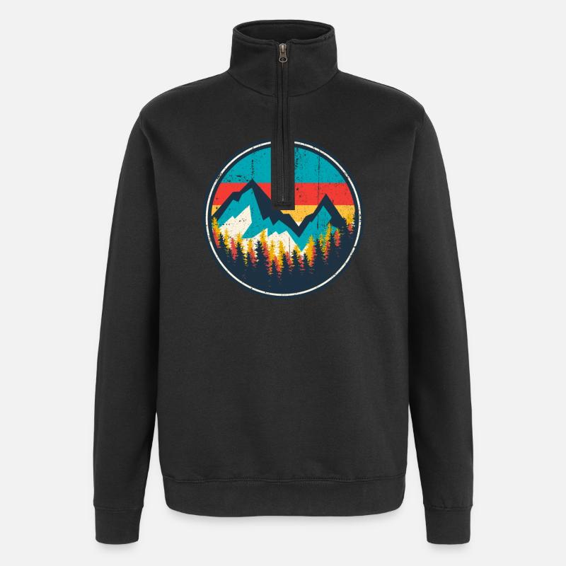 Aurora Ridge Mountain Sunset - Quarter-Zip Sweatshirt - black
