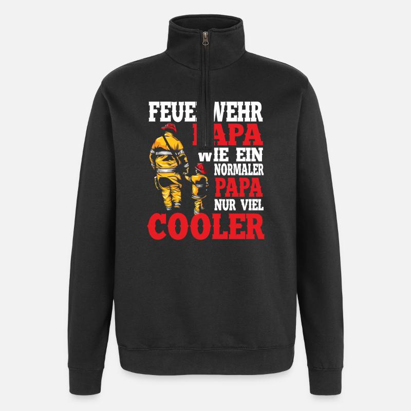 Pompier papa père - Sweat à zip 1/4 - noir