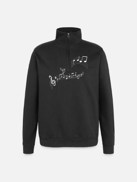 Flowing note melody - Quarter-Zip Sweatshirt - black