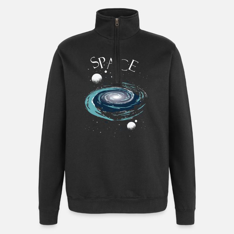 Espace Weltraum - Sweat à zip 1/4 - noir