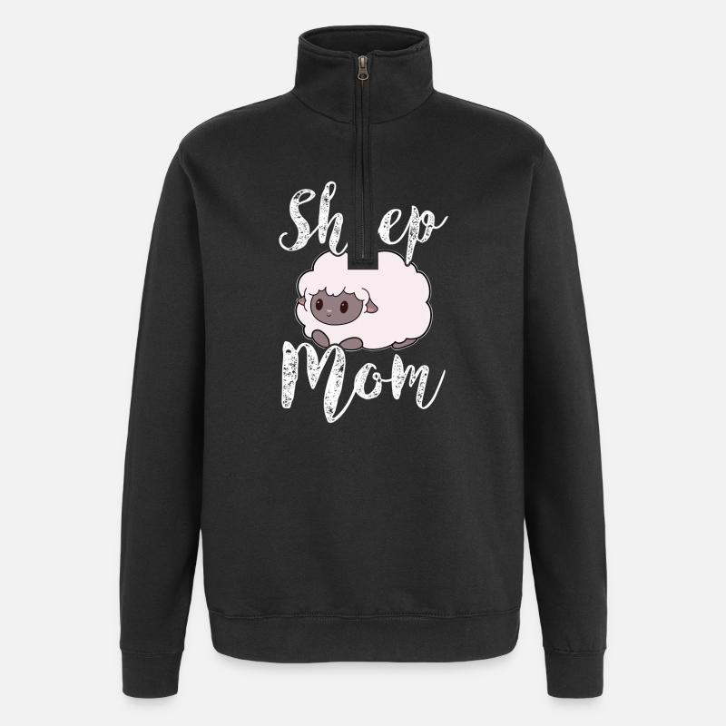 mouton mouton maman mère - Sweat à zip 1/4 - noir