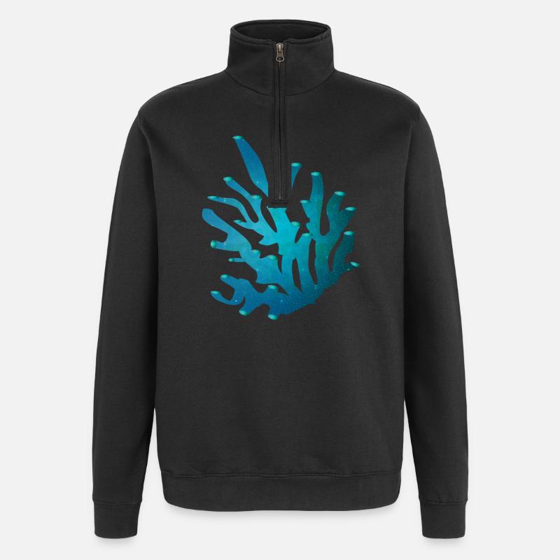 bläuliche Koralle - Quarter-Zip-Sweatshirt - Schwarz