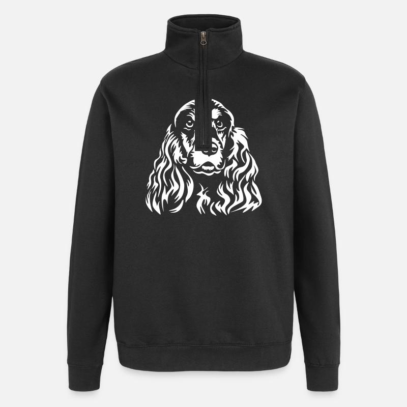 Cocker Spaniel Kopf "Black Edition" - Quarter-Zip-Sweatshirt - Schwarz