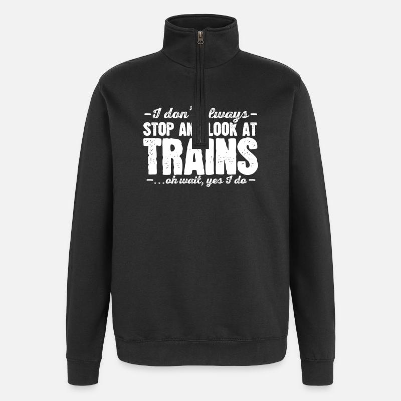 Trains, Railways, Railway Lovers - Quarter-Zip Sweatshirt - black