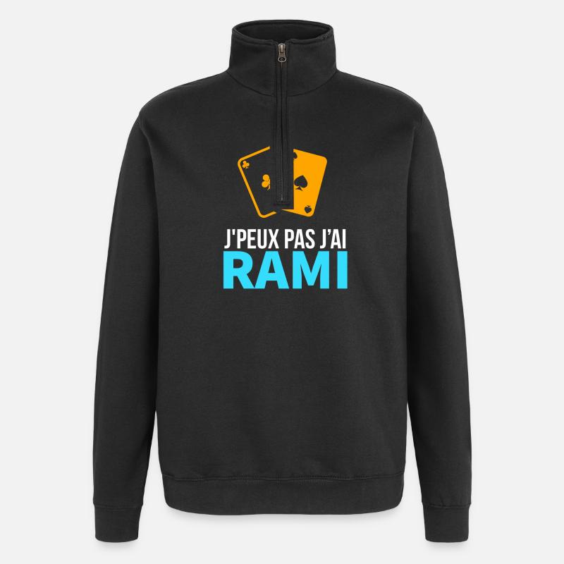 Jeu de cartes Le Rami - Sweat à zip 1/4 - noir