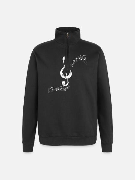 Swinging clef - Quarter-Zip Sweatshirt - black