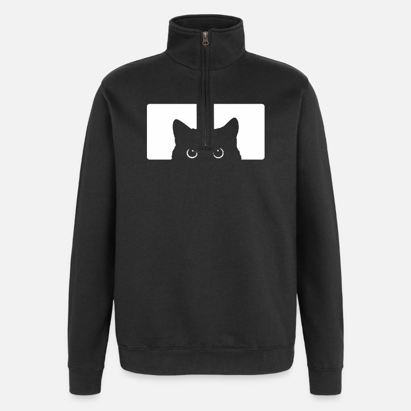 Katzenblick cat look - Quarter-Zip-Sweatshirt - Schwarz