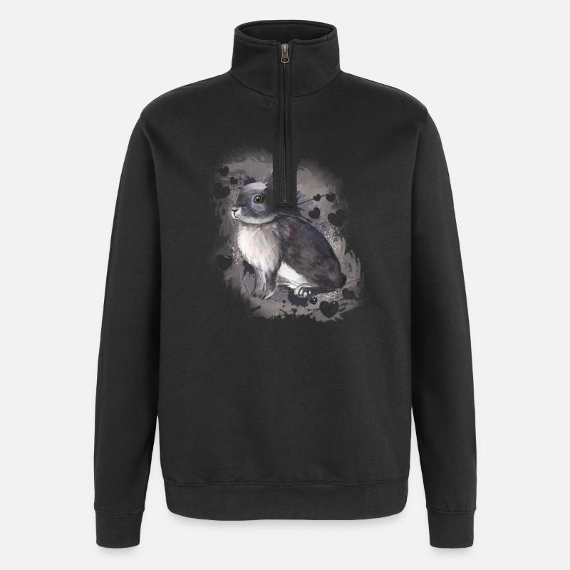 Hase Kaninchen - Quarter-Zip-Sweatshirt - Schwarz