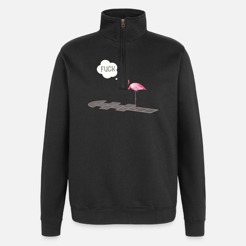 Flamingo with a problem - Quarter-Zip Sweatshirt - black