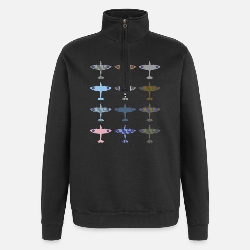 Spitfire fighter plane / camouflage pattern - Quarter-Zip Sweatshirt - black