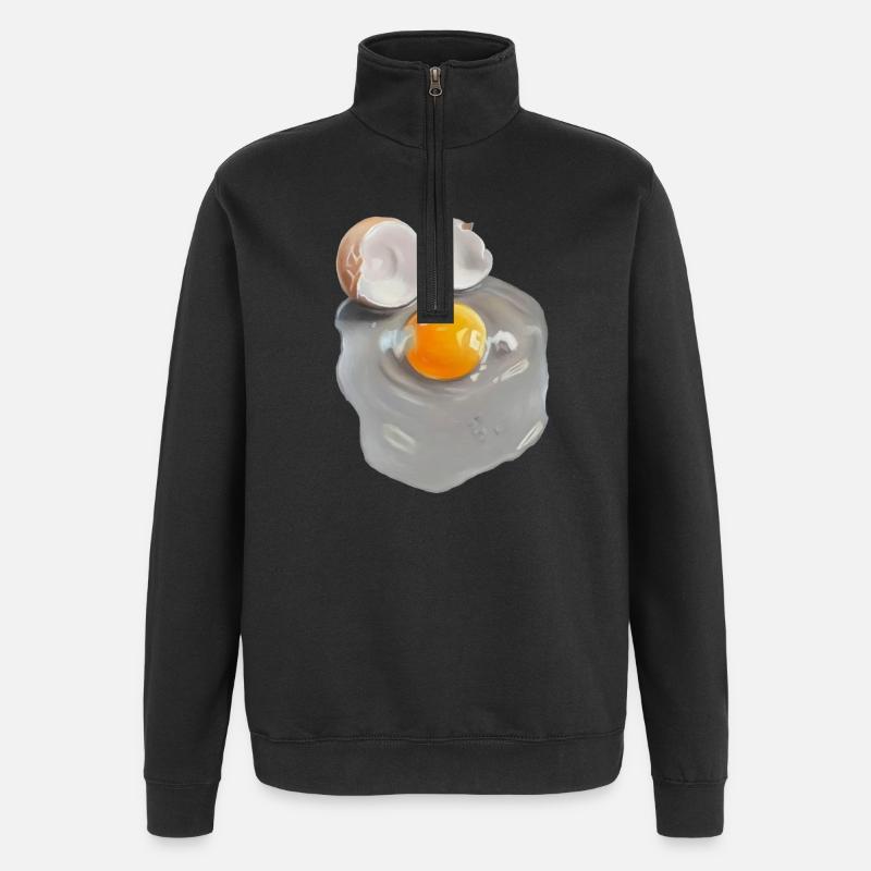image d’oeuf en gris abstrait - Sweat à zip 1/4 - noir