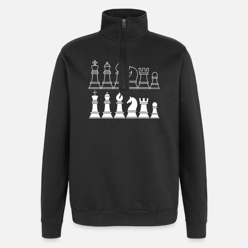 Schach Königliches Spiel - Quarter-Zip-Sweatshirt - Schwarz
