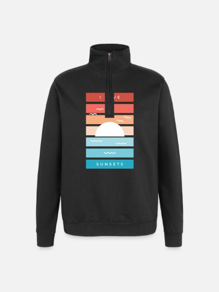 I Love Sunsets Quote for Beach Lovers - Quarter-Zip Sweatshirt - black