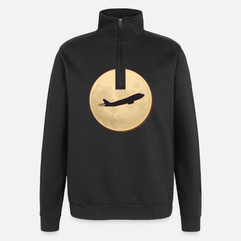 Silhouette jumbo contre la lune - Sweat à zip 1/4 - noir