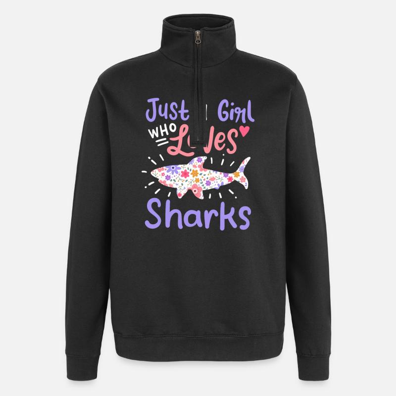 Requin - Sweat à zip 1/4 - noir