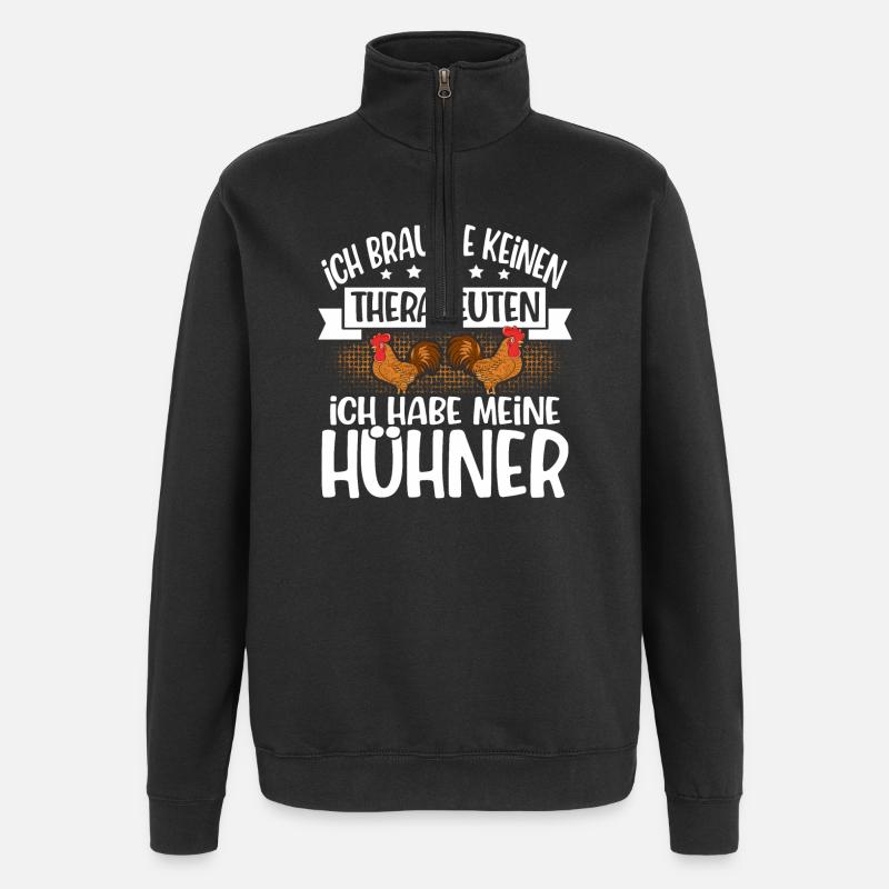 Hühner - Quarter-Zip-Sweatshirt - Schwarz