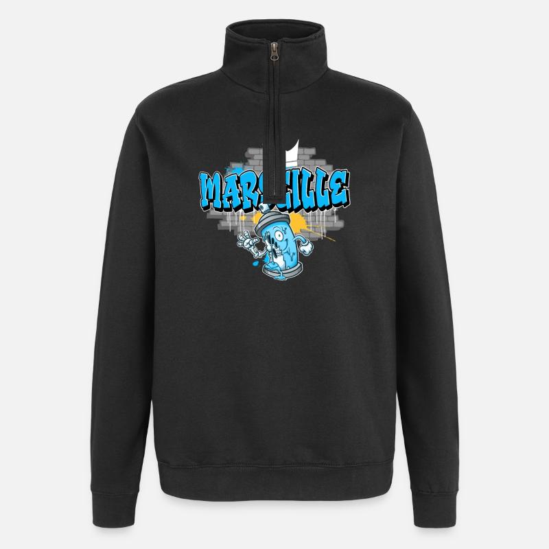 Marseille Graffiti - Sweat à zip 1/4 - noir