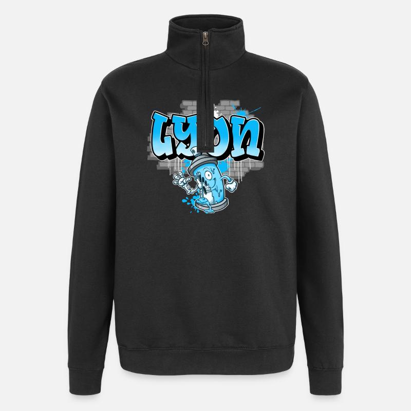 Lyon Graffiti - Sweat à zip 1/4 - noir